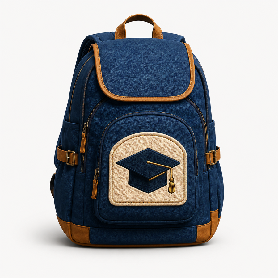 College Parent Field Pack backpack with graduation cap patch